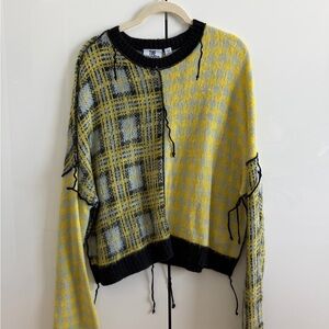 The Ragged Priest Yellow and Black Patchwork Sweater